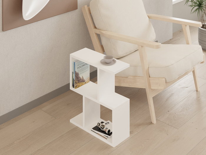 Hanah Home Zet Mesa Auxiliar de 2 Niveles Blanca